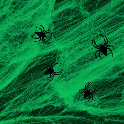 Pânză de păianjen verde de Halloween cu păianjeni