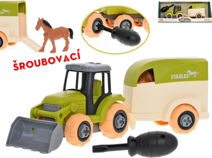 Tractor cu șuruburi cu remorcă și cal 26 cm