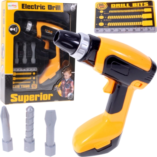 Bormașină electrică și șurubelniță – set pentru copii, 5 piese
