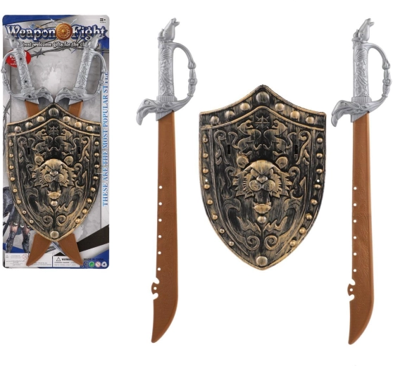 Set de cavaler pentru copii – 2 săbii și scut decorat