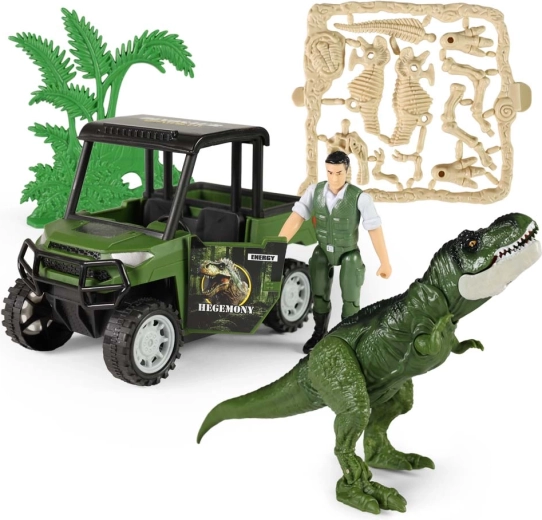 Set de acțiune Dino Park cu mașină și dinozaur cu sunet