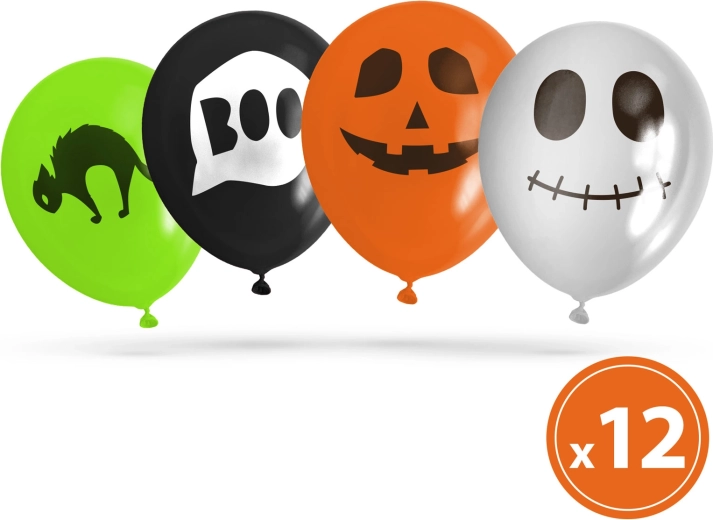 Set de baloane de Halloween cu 4 modele, 12 buc.