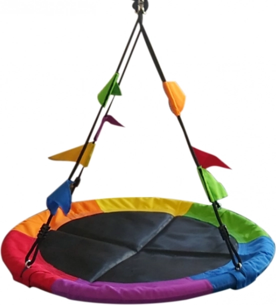 Leagăn cuib de barză cu steaguri colorate pentru copii