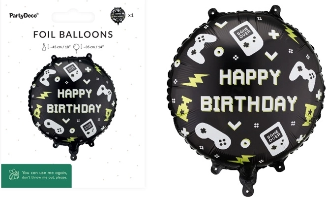 Balon foliat tip pastilă „Happy B-day” mix 35 cm - 1 bucată