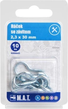 Cârlig cu filet 30 × 2,3 mm, zincat (10 buc.)
