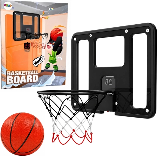 Mini coș de baschet suspendat cu contor electronic de puncte, lumini, sunete și minge