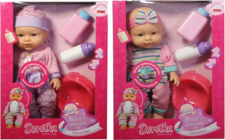 Păpușa Dorotka care cântă și vorbește, cu oliță, 28 cm
