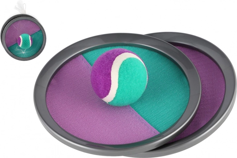 Catch ball joc cu bandă arici 19 cm – verde‑mov, în plasă