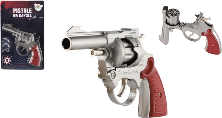 pistol metalic cu capse, 8 focuri, 18 cm