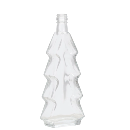 Sticlă din sticlă în formă de brad de Crăciun 500 ml cu capac auriu