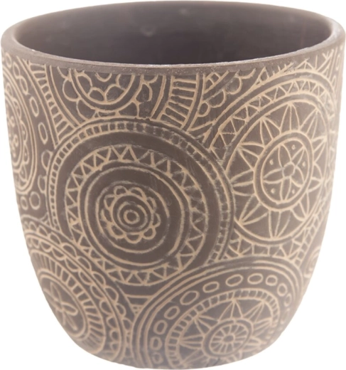 Ghiveci ceramic mandala bej 12 × 12 × 11 cm