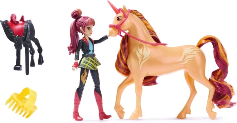 Figurina Valentina de la Unicorn Academy cu unicornul Cinder și accesorii