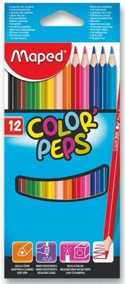 Creioane colorate triunghiulare MAPED Color'Peps 12 buc