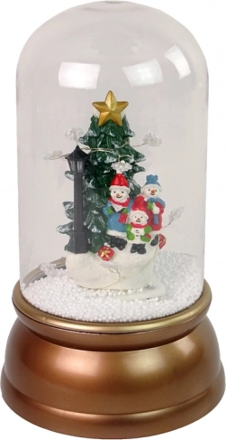 Decorațiune de Crăciun din sticlă cu zăpadă și oameni de zăpadă, auriu