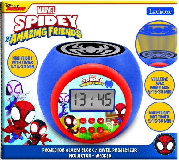 Ceas deșteptător pentru copii Lexibook SPIDEY cu proiector pe tavan