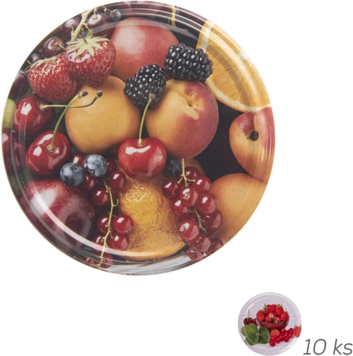 Capace metalice bio TO 66 cu motiv fructe, 10 buc.