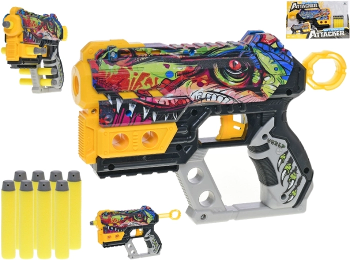 Pistolă cu gloanțe din spumă 22,5 cm – dino sau graffiti