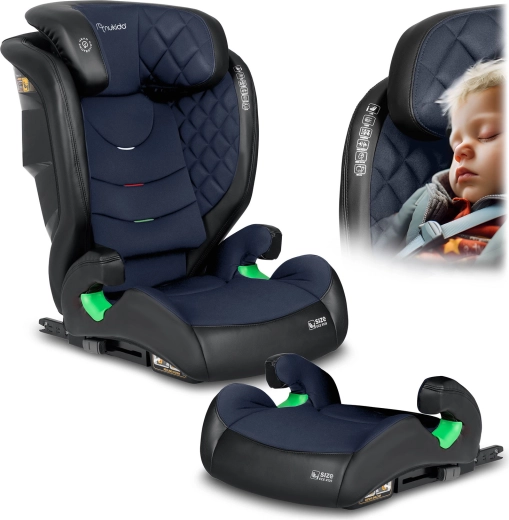 Scaun auto pentru copii Nukido Louis 100–150 cm ISOFIX, negru–bleumarin