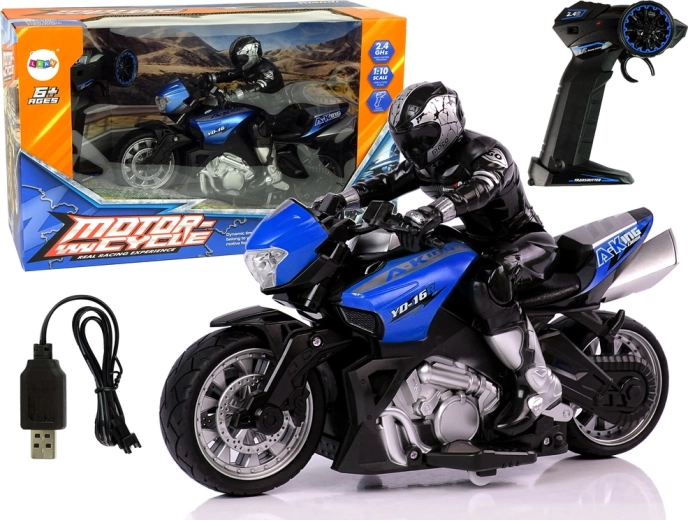 Motocicletă RC sport 2,4 GHz 1:10 albastră
