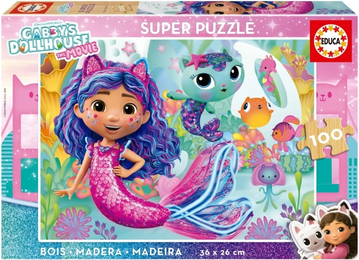 Puzzle din lemn Căsuța magică a lui Gabby, 100 de piese