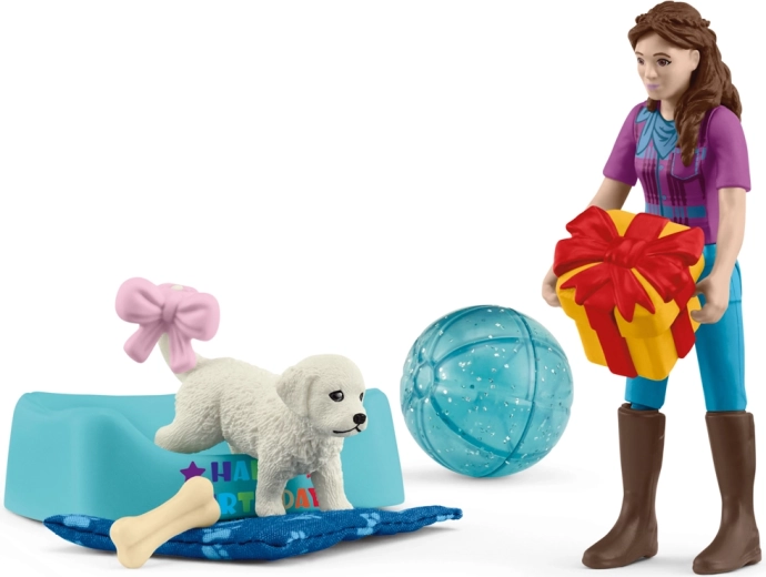 Schleich Pocket Set: petrecere de ziua de naștere cu Lisa și cățelul
