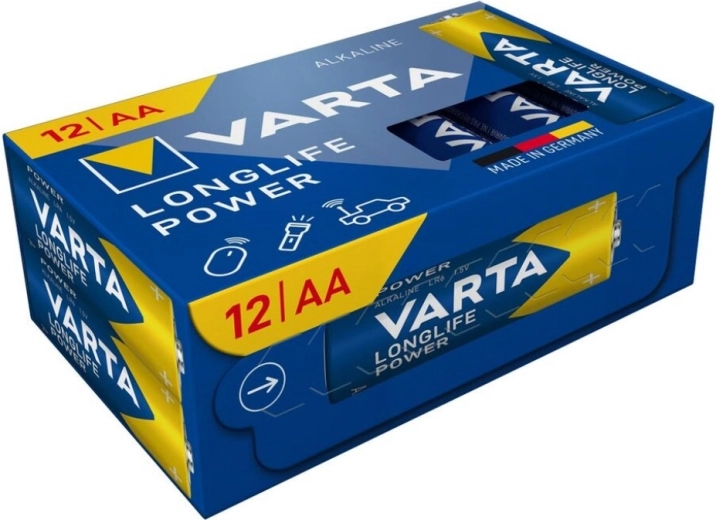 Baterii alcaline AA VARTA Longlife Power, 12 buc