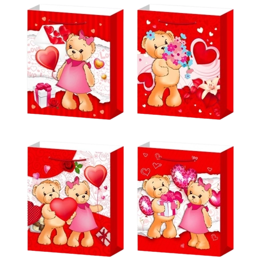 Pungă cadou S cu ursuleț și inimă