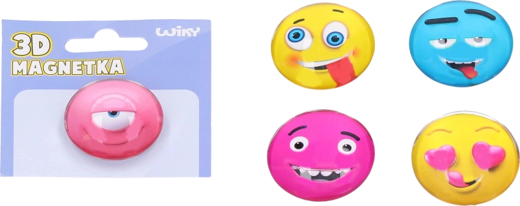 Magnet rotund din sticlă cu față 4 cm – mix de culori și emoji-uri