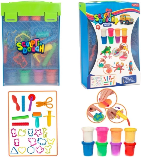 Set creativ de plastilină 8×57 g cu accesorii în cutie de plastic
