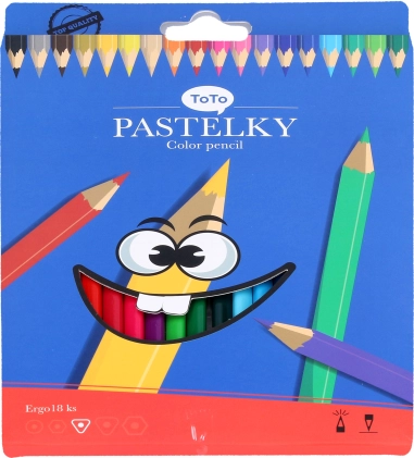 Creioane colorate triunghiulare ERGO, set de 18 culori