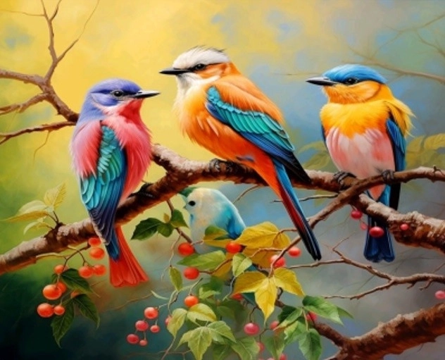 Mosaică cu diamante - Păsări