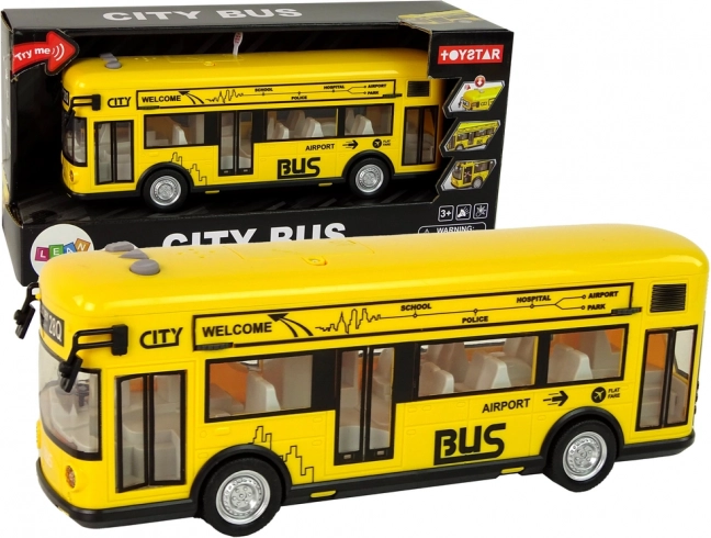 Autobuz urban galben cu volant de inerție 1:18