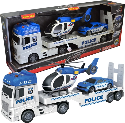 City Service Car camion de poliție cu elicopter și mașină la scara 1:12