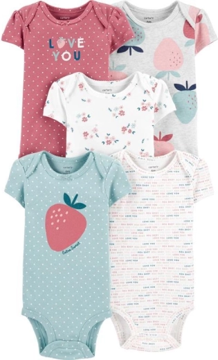 Body Carter’s pentru fetițe cu mânecă scurtă Strawberry, 5 buc., măr. 46