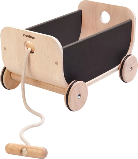 PlanToys cărucior din lemn negru