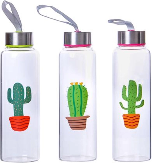 Sticlă din sticlă cu capac 390 ml Cactus