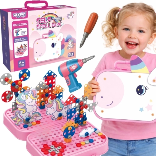 Set de construcție 3D cu șuruburi Woopie – unicorn
