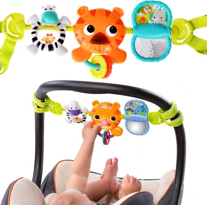 Jucărie suspendată pentru cărucior și scaun auto cu sunete și oglindă