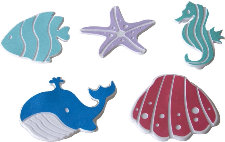 Covorașe antiderapante pentru cadă pentru copii – mix de forme, set 5 buc.