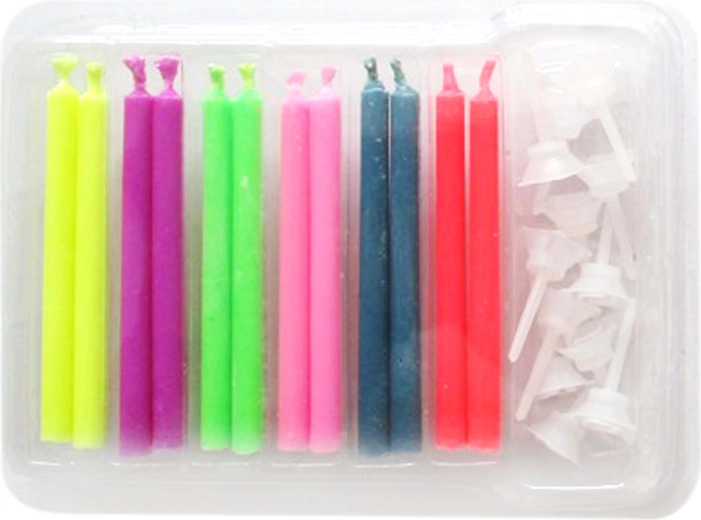 Lumânări pentru tort TORO cu flacără colorată, cu suport, 12+12 buc