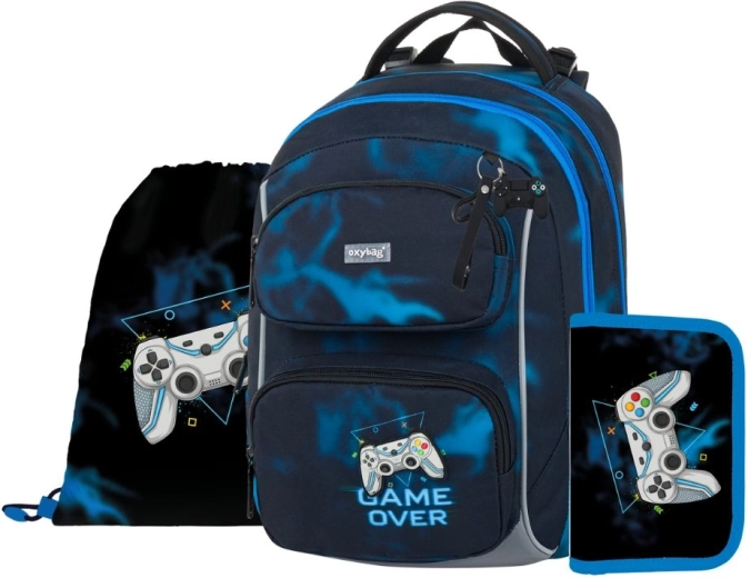 Set școlar OXY Jumper Gamer 3 în 1 – rucsac, penar și săculeț