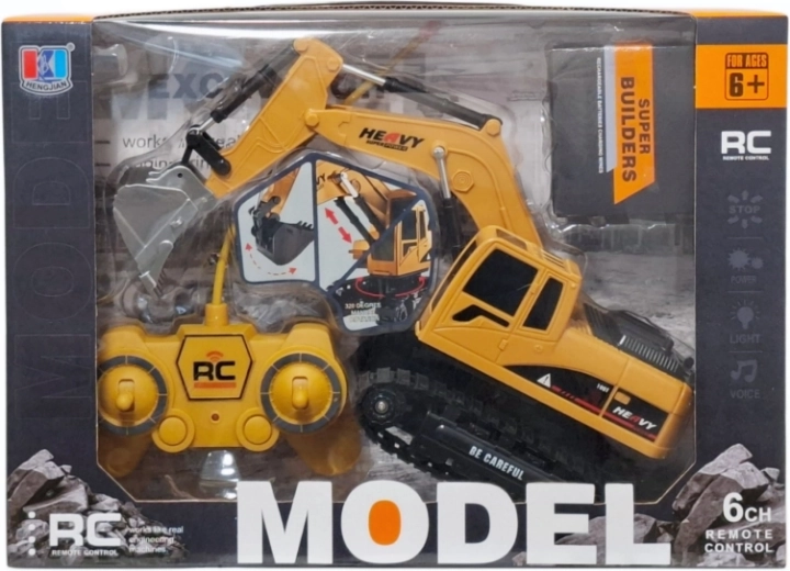 Excavator pe șenile cu telecomandă pentru construcții, cu lumină, sunet și încărcător - 1 bucată