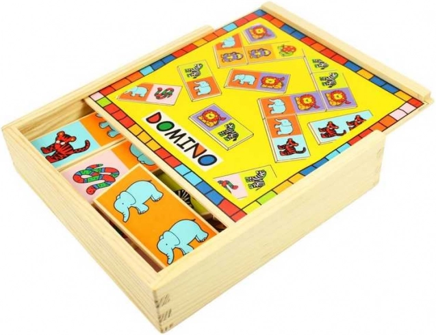 Bigjigs Toys domino din lemn cu animăluțe