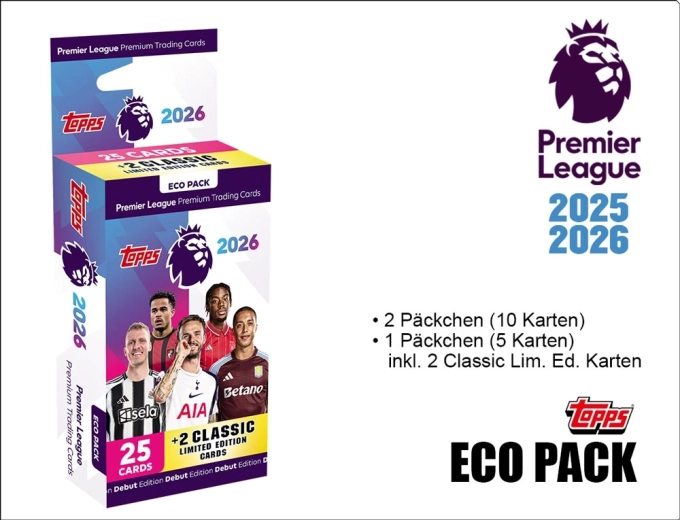 Carduri de colecție Premier League 2025/2026 eco pack - 1 bucată