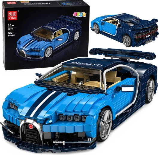 Set de construcție auto sport Bugatti albastru (1212 piese)