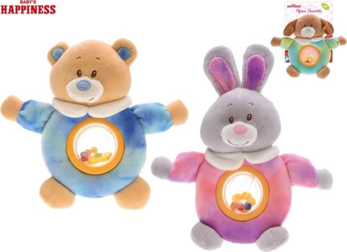 Animăluț de pluș cu zornăitoare Baby Happiness 17 cm
