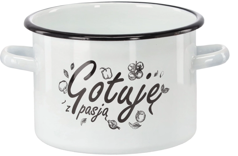 Oală emailată 3 l 18 cm albă Gotuję z pasją