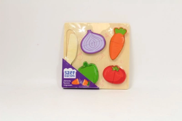 Puzzle de bucătărie din lemn – legume cu magneți