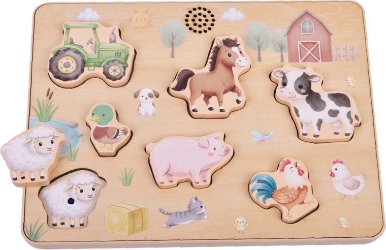 2Kids Toys puzzle din lemn cu sunete de la fermă