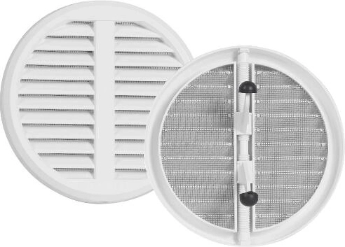 Grilaj de ventilație reglabil cu plasă antiinsecte, alb, 75–125 mm